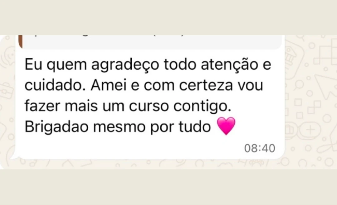 Depoimento de aluna por WhatsApp